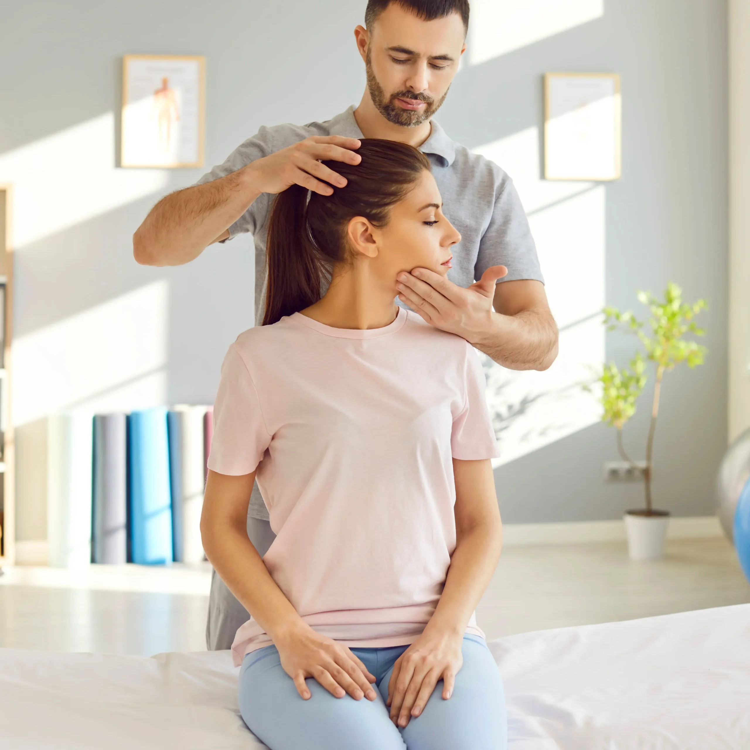 Woman being treated at Physical Therapy for neck pain